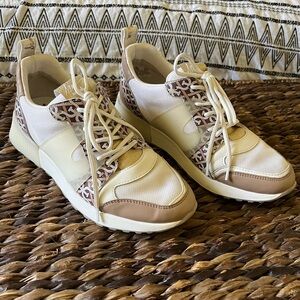 Sam Edelman Women’s Darsie Sneaker Shoes Size 8.5 Ivory Brown Athleisure